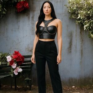 Will black faux leather sexy bralette top! New